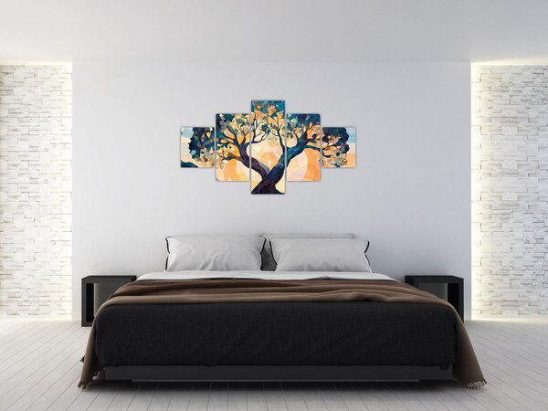 Obraz – Mozaika – słońce i drzewo II. (125x70 cm)