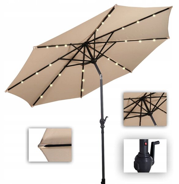 Parasol ogrodowy z solarnymi diodami led 300 cm