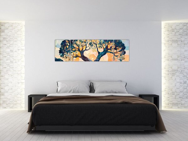 Obraz – Mozaika – słońce i drzewo II. (170x50 cm)