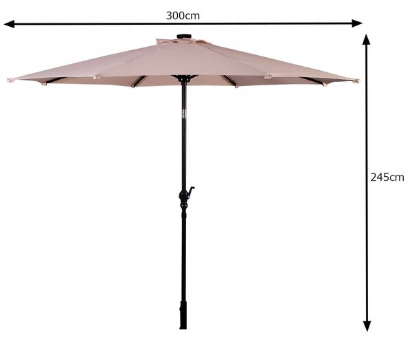 Parasol ogrodowy z solarnymi diodami led 300 cm