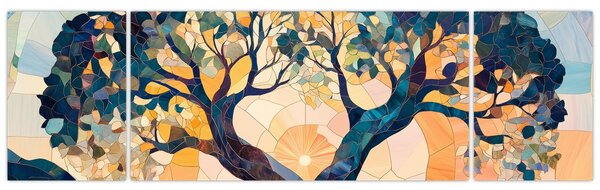 Obraz – Mozaika – słońce i drzewo II. (170x50 cm)