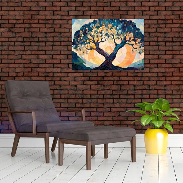 Obraz – Mozaika – słońce i drzewo II. (70x50 cm)