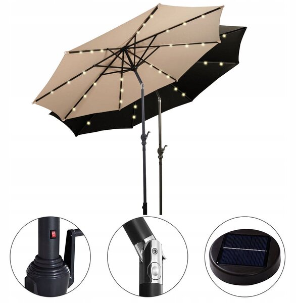 Parasol ogrodowy z solarnymi diodami led 300 cm