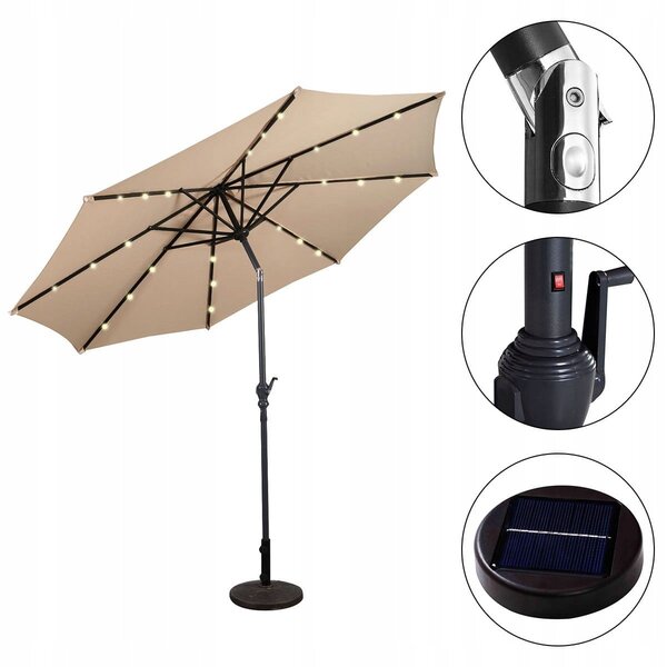 Parasol ogrodowy z solarnymi diodami led 300 cm