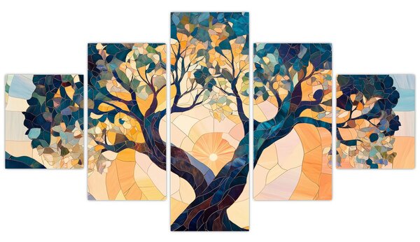 Obraz – Mozaika – słońce i drzewo II. (125x70 cm)