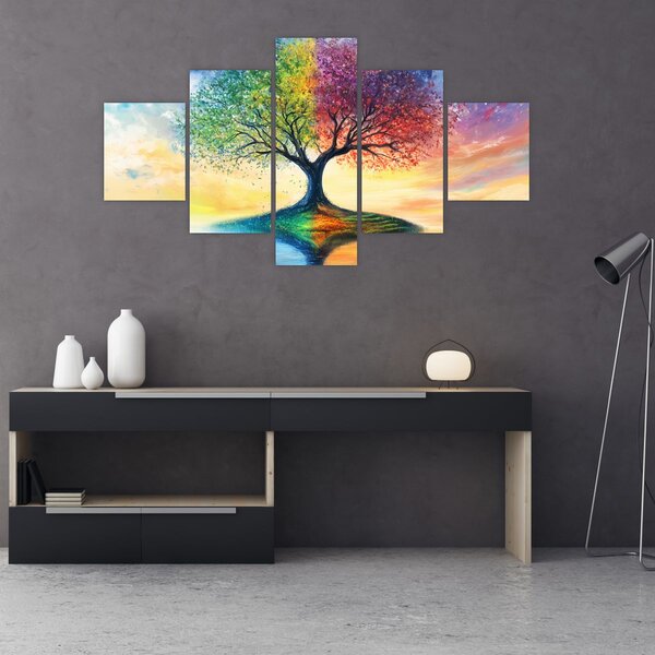 Obraz – Malowane drzewo czterech pór roku (125x70 cm)