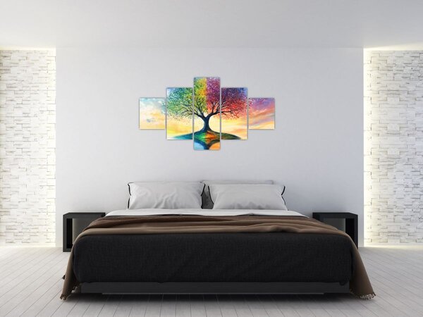 Obraz – Malowane drzewo czterech pór roku (125x70 cm)