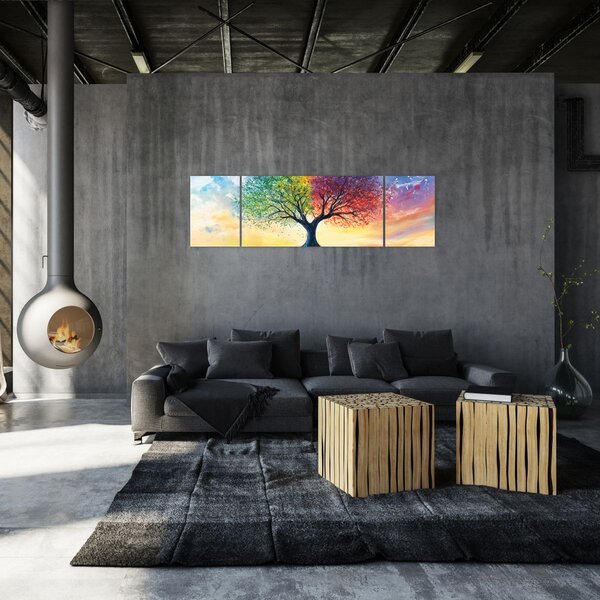 Obraz – Malowane drzewo czterech pór roku (170x50 cm)