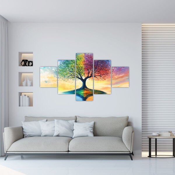 Obraz – Malowane drzewo czterech pór roku (125x70 cm)