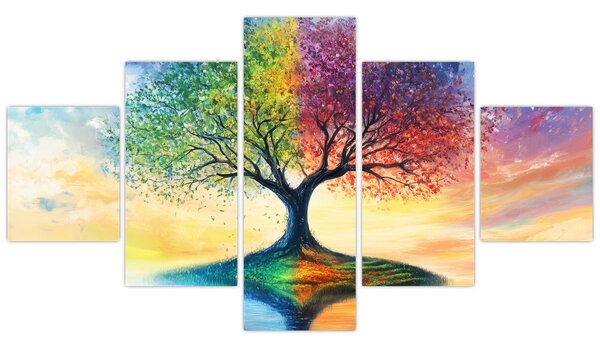 Obraz – Malowane drzewo czterech pór roku (125x70 cm)