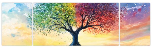 Obraz – Malowane drzewo czterech pór roku (170x50 cm)