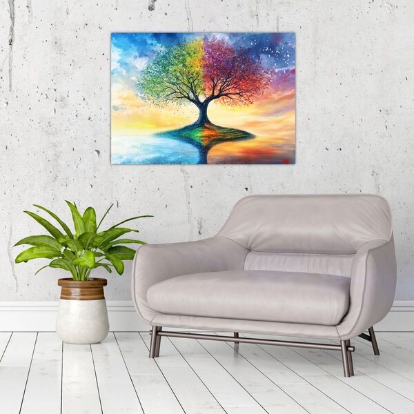 Obraz – Malowane drzewo czterech pór roku (70x50 cm)