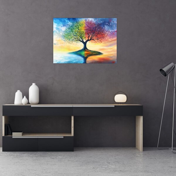 Obraz – Malowane drzewo czterech pór roku (70x50 cm)