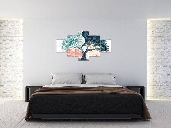 Obraz – Akwarelowe drzewo pełne życia (125x70 cm)