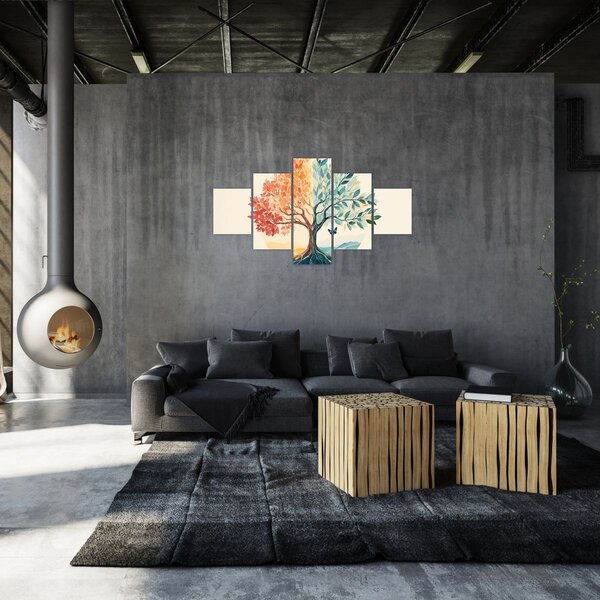 Obraz – Podwójne drzewo z motylem (125x70 cm)