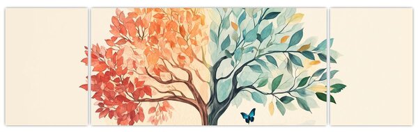 Obraz – Podwójne drzewo z motylem (170x50 cm)