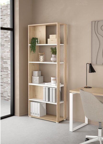 Biało-naturalny regał w dekorze dębu 80x205 cm Sign – Tvilum