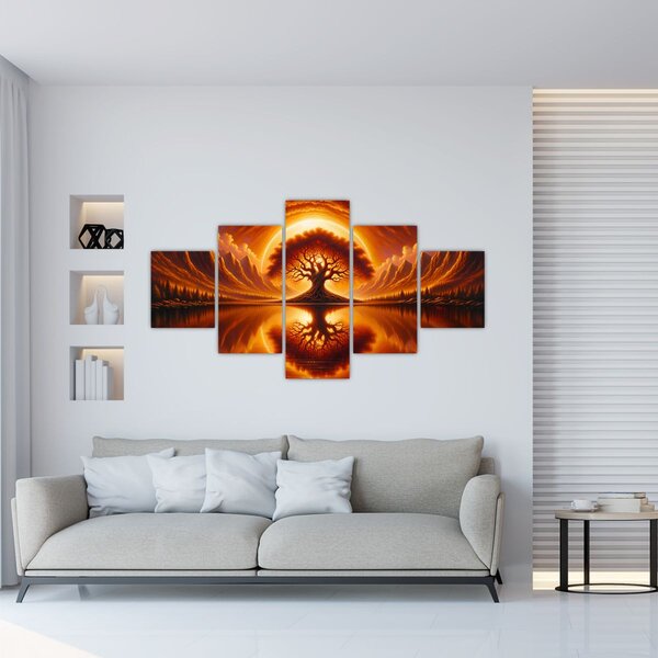Obraz – Drzewo w krwawym słońcu (125x70 cm)