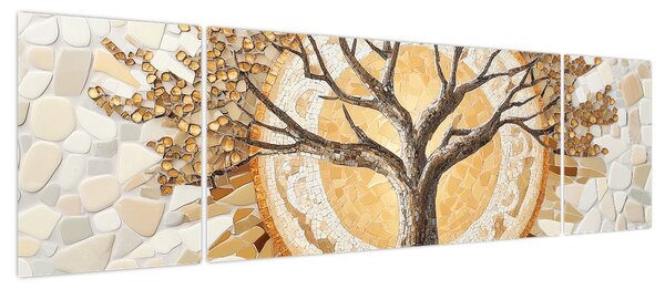 Obraz – Złote drzewo życia w mozaice (170x50 cm)