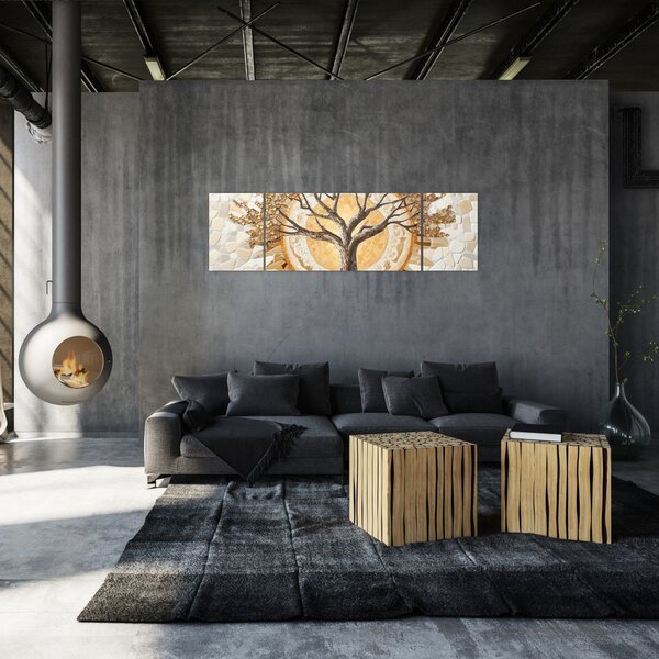 Obraz – Złote drzewo życia w mozaice (170x50 cm)