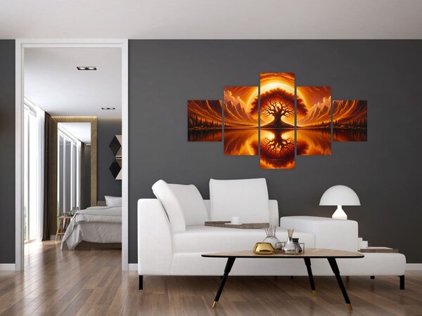 Obraz – Drzewo w krwawym słońcu (125x70 cm)
