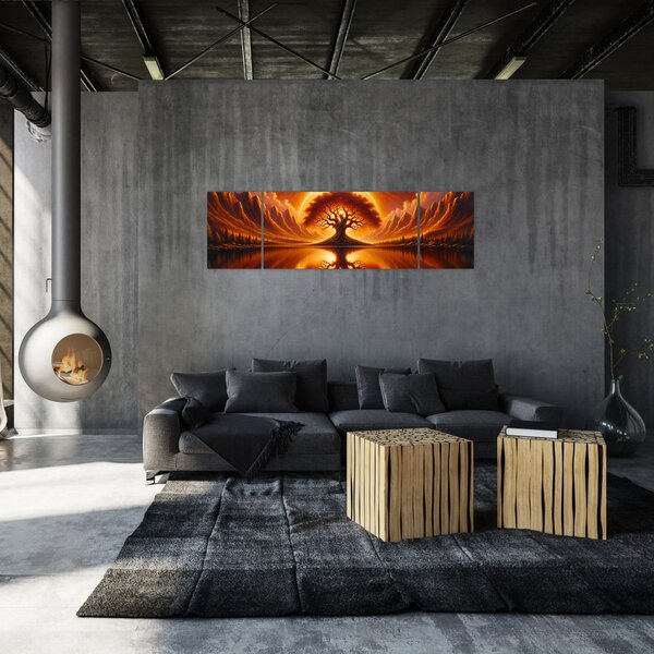 Obraz – Drzewo w krwawym słońcu (170x50 cm)