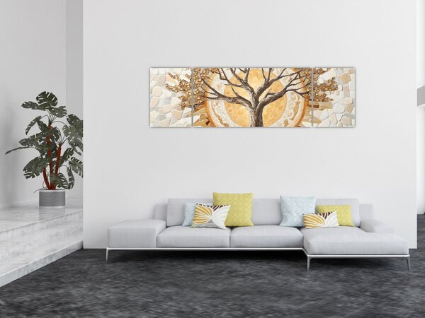 Obraz – Złote drzewo życia w mozaice (170x50 cm)