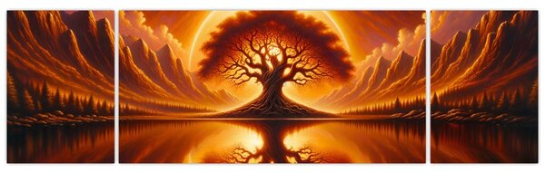 Obraz – Drzewo w krwawym słońcu (170x50 cm)