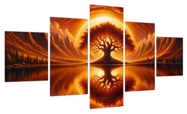 Obraz – Drzewo w krwawym słońcu (125x70 cm)