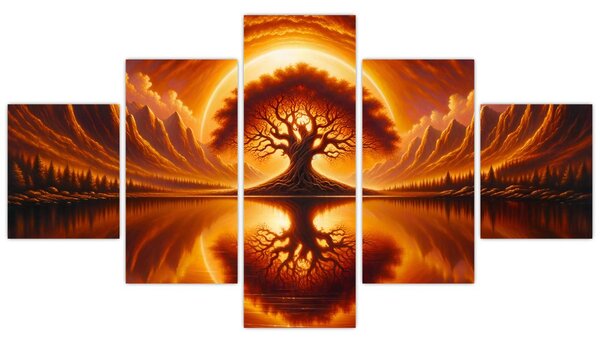 Obraz – Drzewo w krwawym słońcu (125x70 cm)