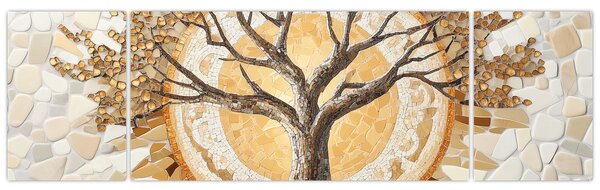 Obraz – Złote drzewo życia w mozaice (170x50 cm)
