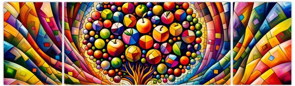 Obraz – Kolorowe drzewo z jabłkami (170x50 cm)