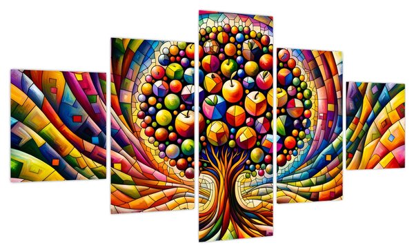 Obraz – Kolorowe drzewo z jabłkami (125x70 cm)