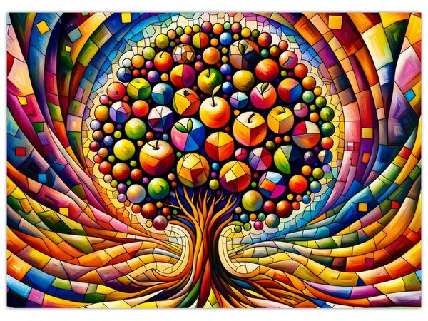 Obraz – Kolorowe drzewo z jabłkami (70x50 cm)