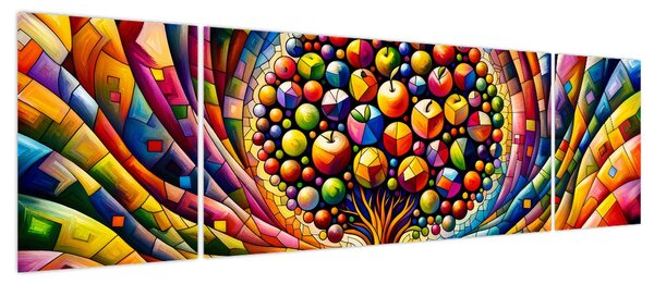 Obraz – Kolorowe drzewo z jabłkami (170x50 cm)