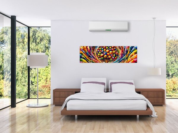 Obraz – Kolorowe drzewo z jabłkami (170x50 cm)