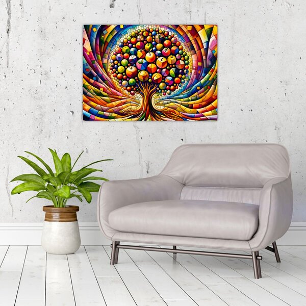 Obraz – Kolorowe drzewo z jabłkami (70x50 cm)