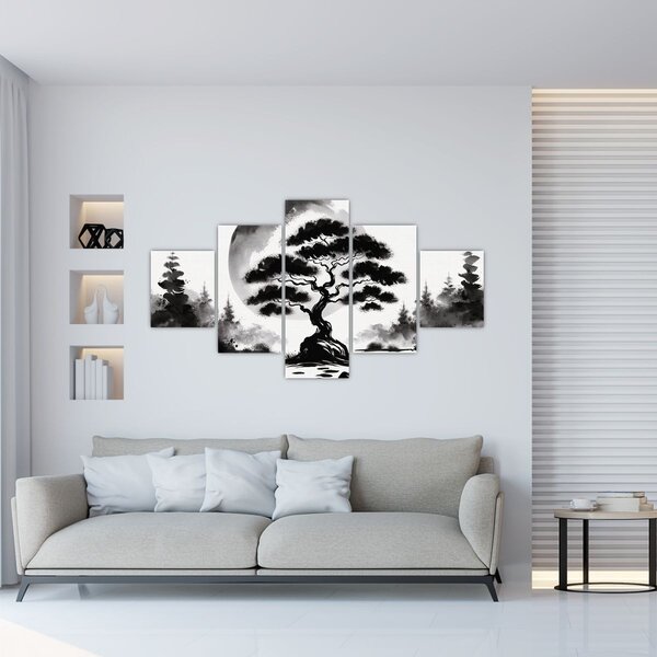 Obraz – Czarno-biały bonsai (125x70 cm)