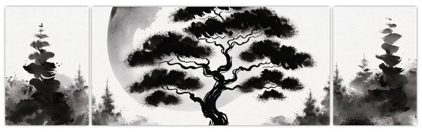 Obraz – Czarno-biały bonsai (170x50 cm)