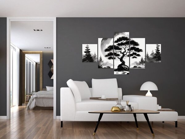 Obraz – Czarno-biały bonsai (125x70 cm)