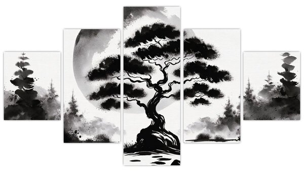 Obraz – Czarno-biały bonsai (125x70 cm)