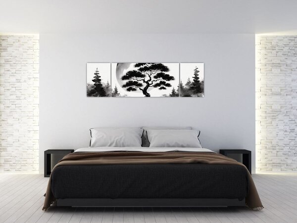 Obraz – Czarno-biały bonsai (170x50 cm)