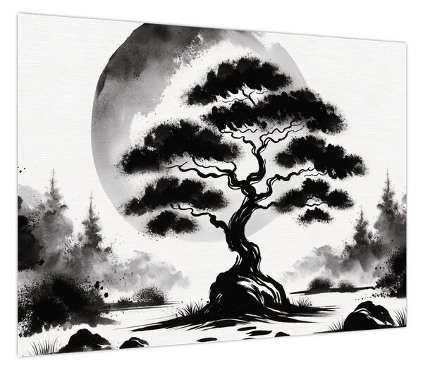 Obraz – Czarno-biały bonsai (70x50 cm)