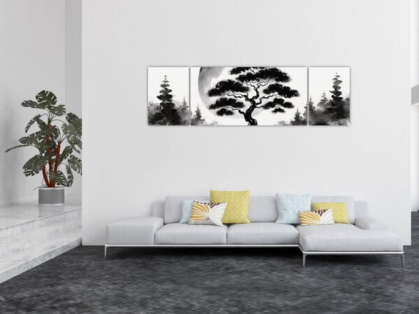 Obraz – Czarno-biały bonsai (170x50 cm)