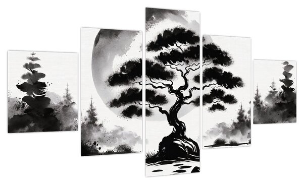 Obraz – Czarno-biały bonsai (125x70 cm)
