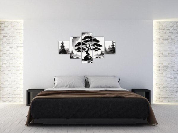Obraz – Czarno-biały bonsai (125x70 cm)