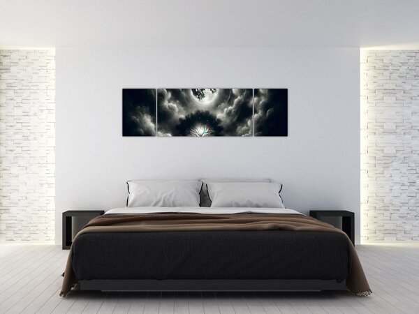 Obraz – Czarno-białe drzewo w pełni księżyca (170x50 cm)