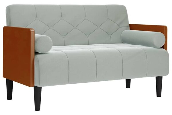 Sofa dwuosobowa z poduszkami waÅkowymi jasnoszara 110 cm