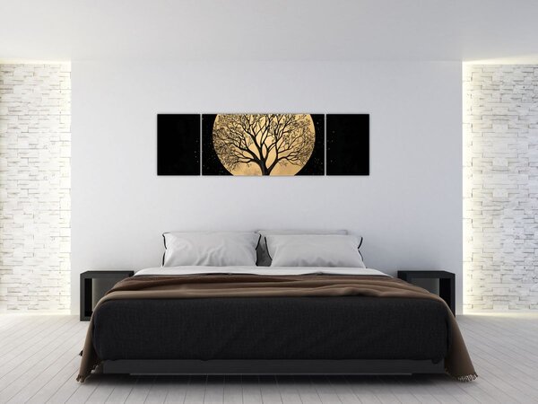 Obraz – Drzewo w złotej pełni księżyca I. (170x50 cm)