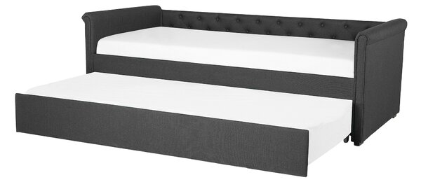 Rama łóżka wysuwanego z tkaniny ciemnoszare nowoczesne 80 x 200 cm Libourne Beliani